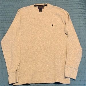 Polo Longsleve Waffle Shirt-Grey-Size M